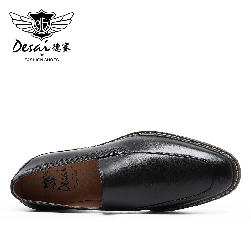 DESAI Men's Loafers Shoes Top Quality Easy Wear Genuine Mens Men Casual Natural Leather 2020 Brown Black | Обувь
