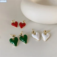 french retro dripping oil love earrings female south korean small personality simple and versatile temperament fashion earrings