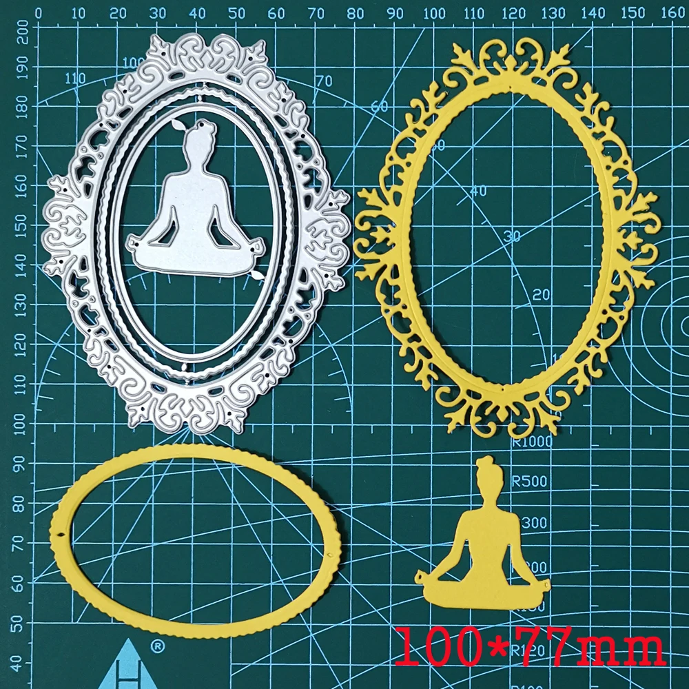 

Oval Etched Dies 3D Yoga Vignette Metal Cutting Dies For Stamps Scrapbooking Stencils DIY Paper Album Cards Decor Embossing 2021