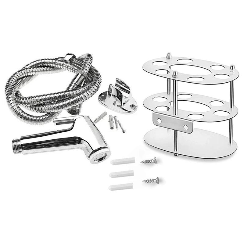 

Toothbrush Holder, Stainless Steel Bathroom Toothbrush Holder With Toilet Bathroom Hand Held Handheld Sprayer