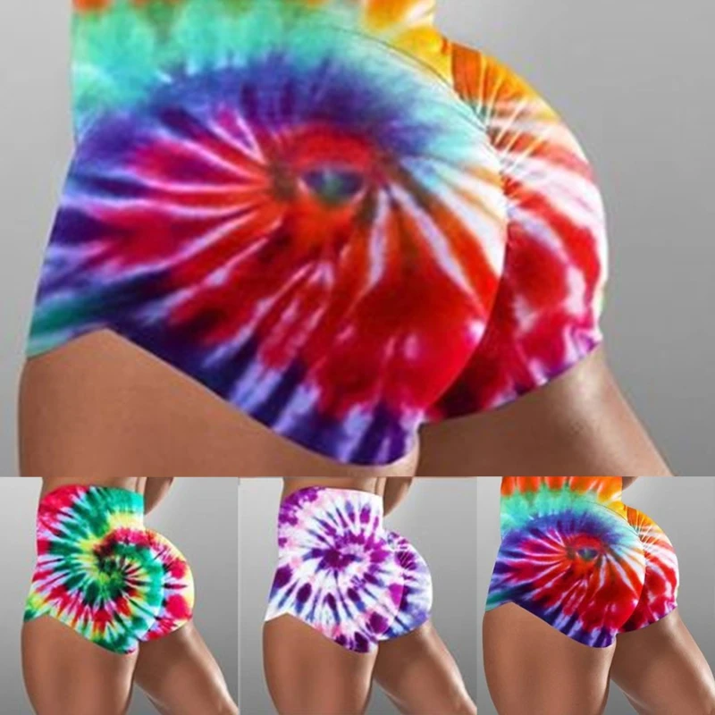 

Летние сексуальные короткие брюки с высокой талией 2021, женские спортивные популярные брюки с принтом тай-дай, модные повседневные шорты, Пл...