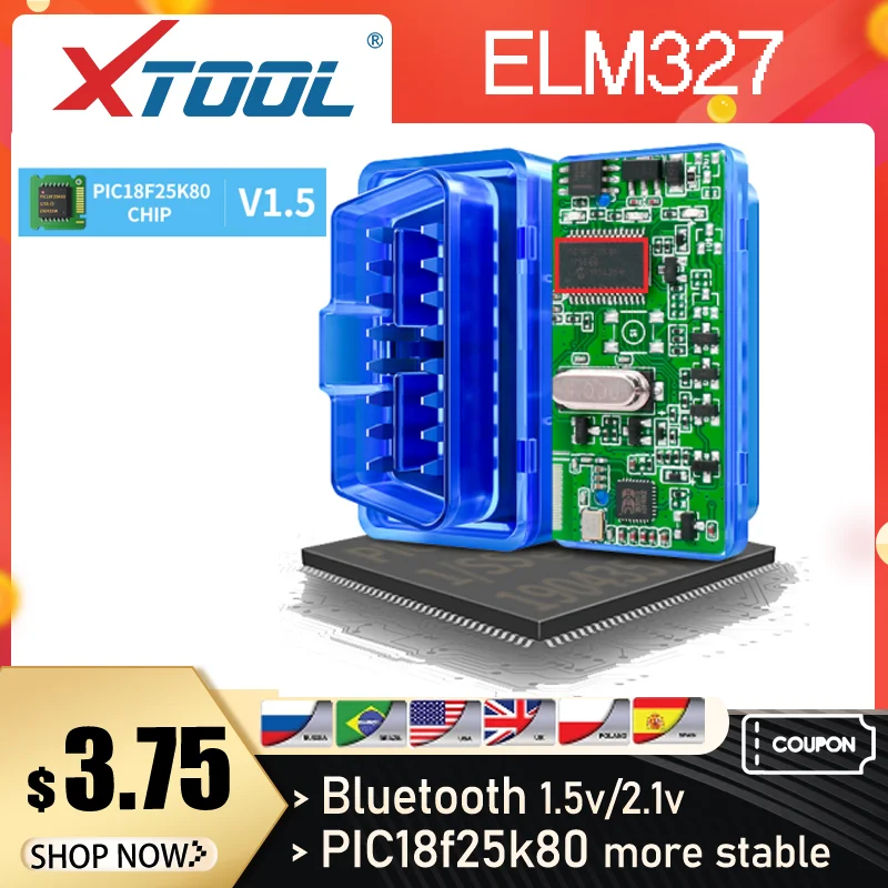 XTOOL elm327 pic18f25k80 Bluetooth v1.5 Супер Мини ELM 327 OBD2 для Android считыватели кодов крутящего