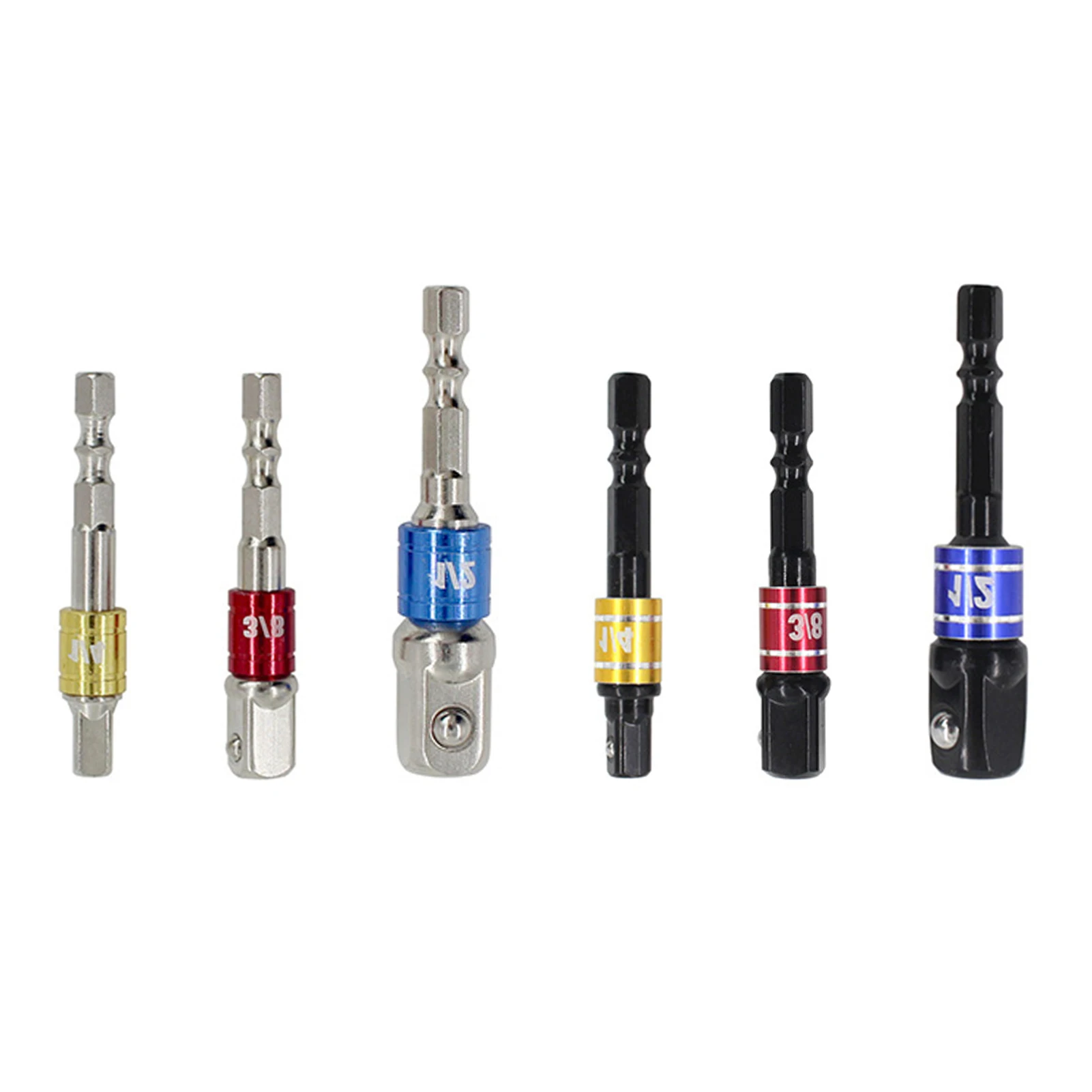 

Набор гнезд ударных 6 шт., высокоскоростные аксессуары, удлинитель домашнего адаптера с шестигранным хвостовиком, 1/4 дюйма, 3/8 дюймов, 1/2 дюйм...