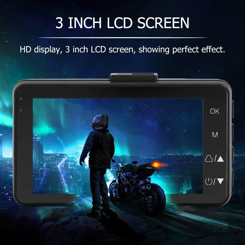 

Motorcycle DVR Dash Cam 3.0" View Dashboard Camera Recorder LCD Screen Dual Lens Waterproof dash cam