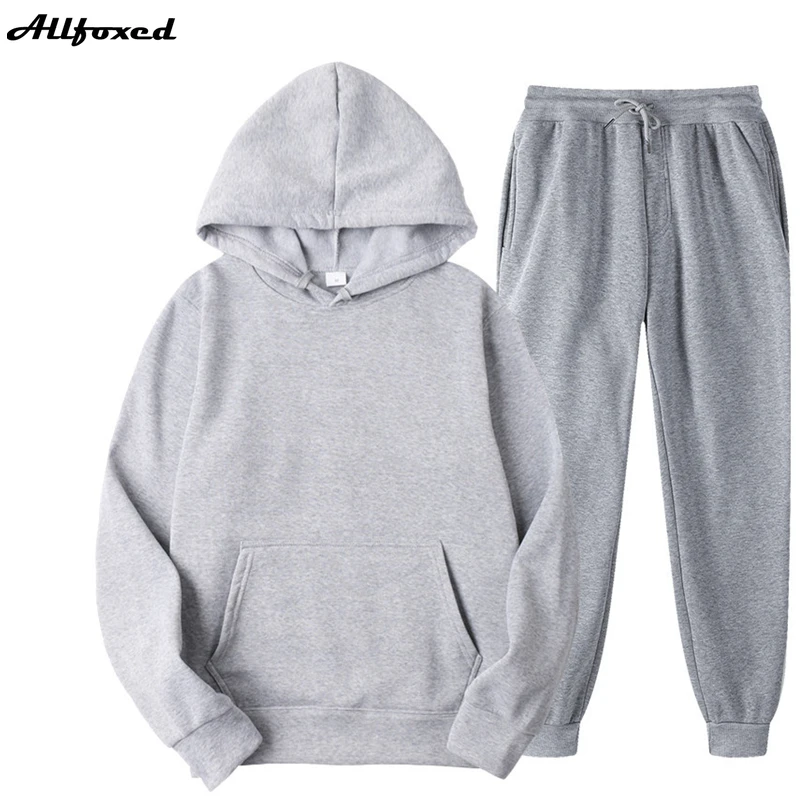

Autumn Winter Jogging Men Women Tracksuit Thick Fleece Cotton Suit 2 Pieces Sets Hoodies Sweatshirt And Pants Suits Plus Size
