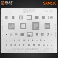 amaoe sam10 bga reballing stencil for samsung s10 s10plus note 10 g9730 g975 g977 smb8150 exynos 9820 cpu ram ic chip steel mesh