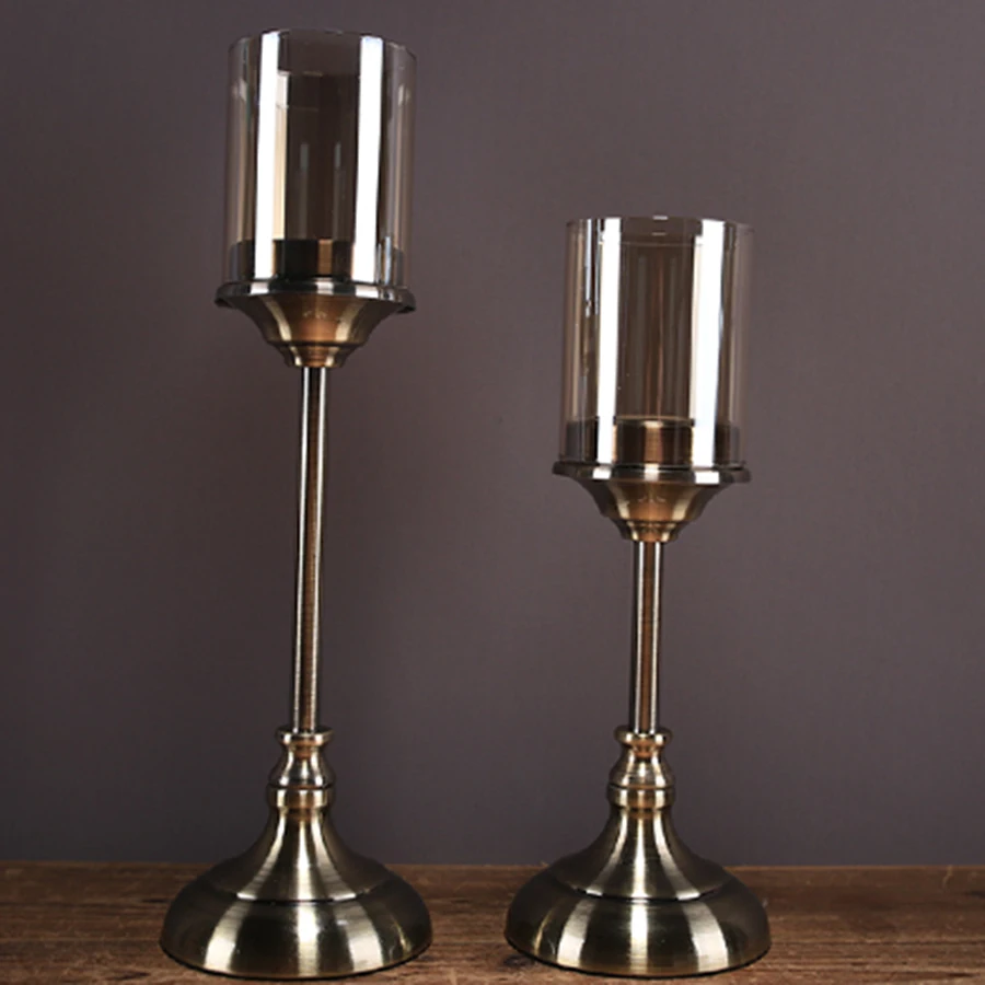 Стеклянный минималистичный подсвечник металлическое украшение ретро