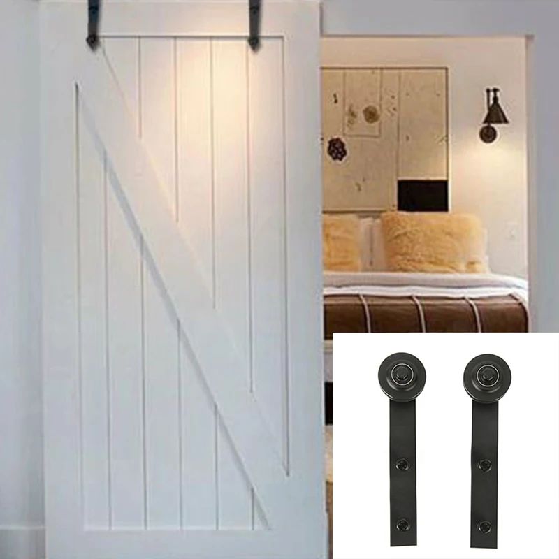 

2pcs Carbon Steel Sliding Wheel Barn Double Door Hardware Kit Interior Rustic