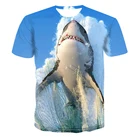 Лето 2021, модная одежда для рыбалки, футболка с 3D принтом акулы, мужской и женский топ в стиле хип-хоп с коротким рукавом, Повседневная футболка большого размера