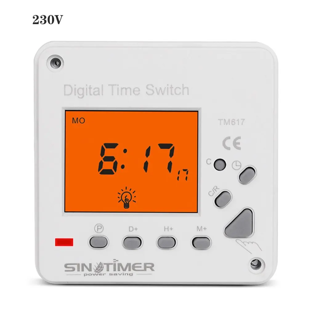 

Сверхбольшой ЖК-дисплей с подсветкой, 230 В, 7 дней на неделю, цифровой электронный таймер, переключатель света с подсветильник кой и крышкой