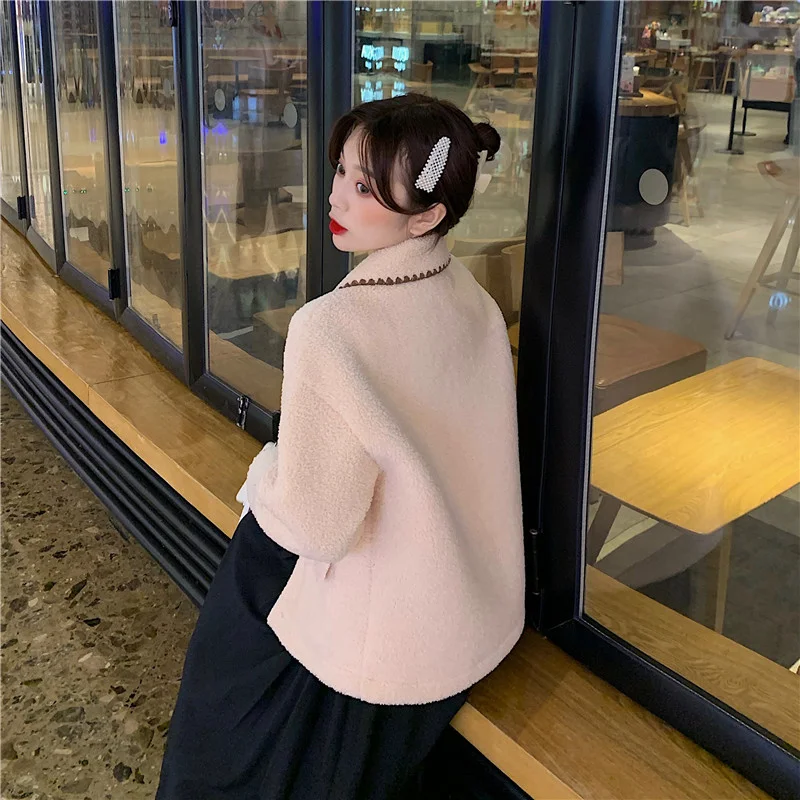 Осенняя Корейская куртка 2021 новая свободная с длинным рукавом и воротником-поло