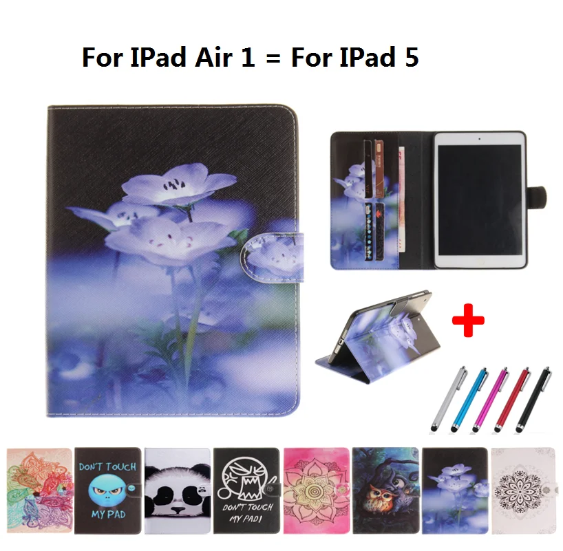 Кожаный чехол для планшета из ТПУ iPad Air 1 с рисунком панды цветов совы злого