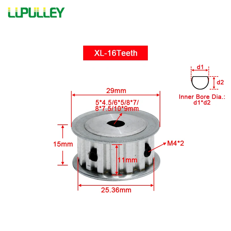 LUPULLEY XL 16 зубьев D-образный отверстие зубчатый шкив диаметр отверстия: 5x4 5/6x 5/8x