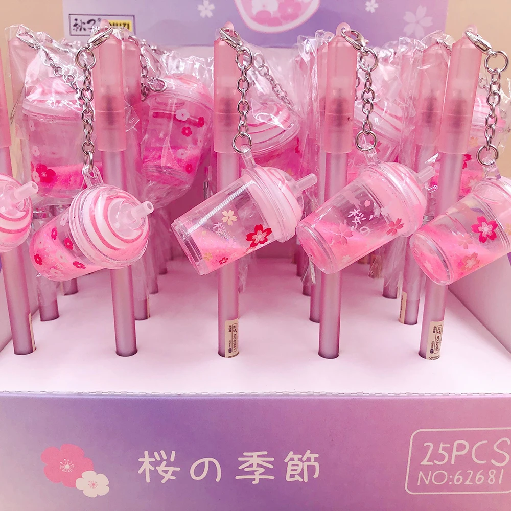 1 шт. розовая гелевая ручка с подвеской в виде цветка вишни молочного чая 0 5 мм