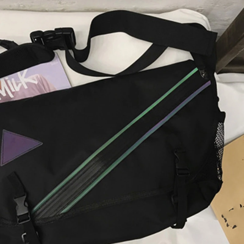 

ASDS-Men's and Women's Multifunctional Shoulder Messenger Bag with Reflective Strip Waterproof Travel Bag