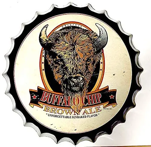 

Коричневые колпачки для пивных бутылок в стиле ретро, металлический жестяной знак диаметром 13,8 дюйма, домашний декор, бар, табличка, гостина...