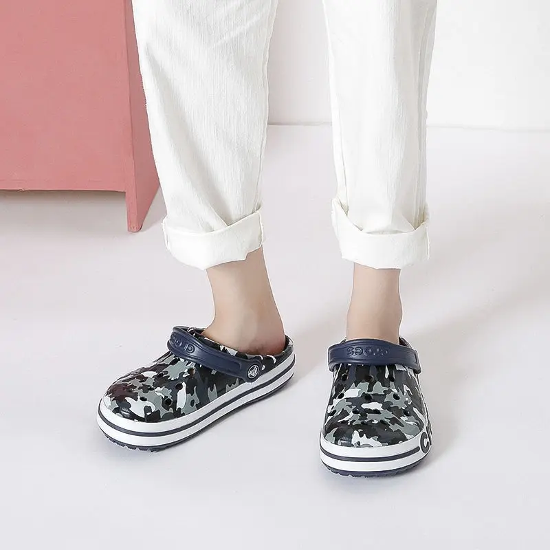 

Fashion Summer Women's Slippers Beach Sandals Hole Shoes Camouflage Antiskid Wear Resistant Light Breathable Flat Bottom Slipper