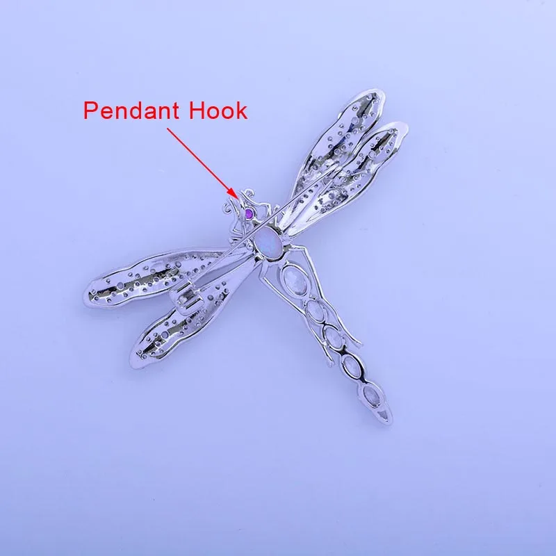 Красный ёлки бренд с большой металлической стрекоза брошь на шпильке для женщин