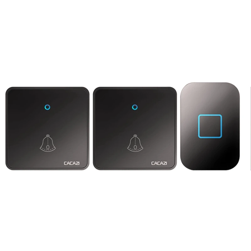 

CACAZI Wireless Doorbell Waterproof 300M Remote 60 Bell CR2032 Battery Transmitter Receiver Smart Home Bell-US Plug