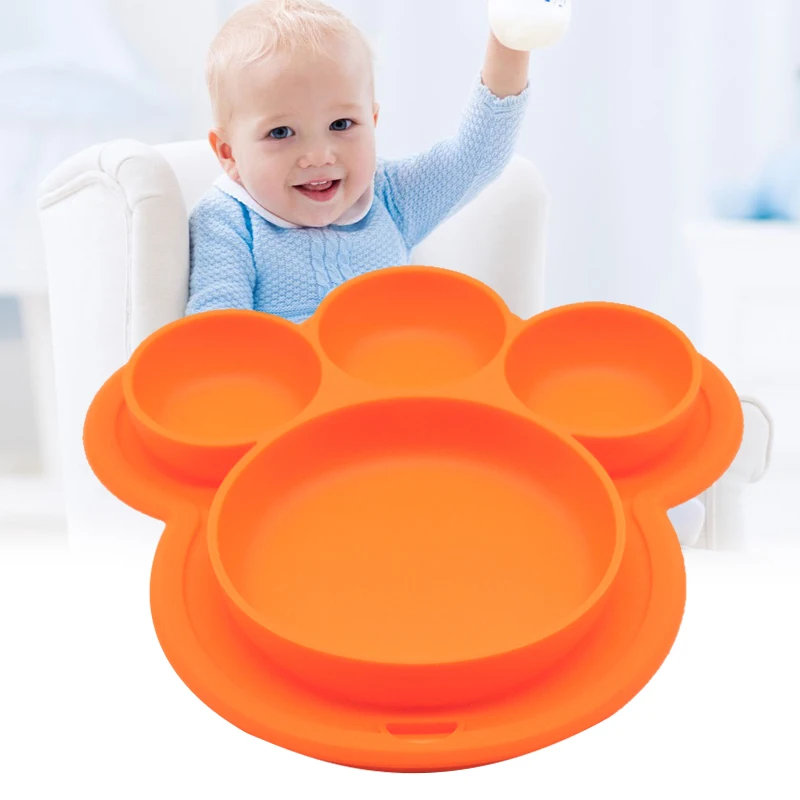 Детская силиконовая тарелка не содержит Бисфенол А мультяшная Медвежья Лапа