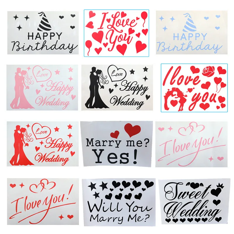 ПВХ наклейка для воздушных шаров с надписью Счастливая свадьба Я тебя люблю