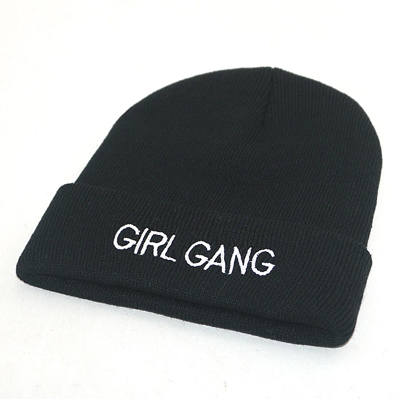 

Шапка-бини Женская трикотажная с вышивкой букв, на осень/зиму