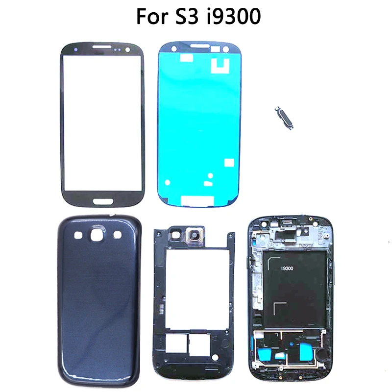 Полный корпус для Samsung Galaxy S3 i9300 задняя крышка аккумулятора + средняя рамка