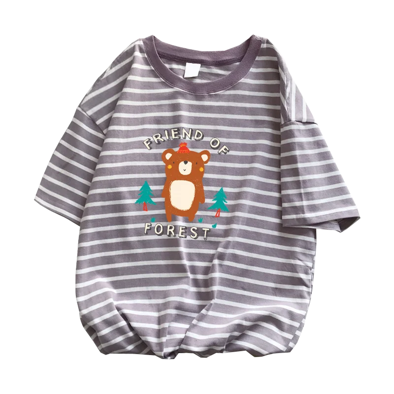 

Soft girl aesthetic Women's clothing 2021 summer New v plus size tee striped Short Sleeve T-Shirt kawaii Top korean styl clothes