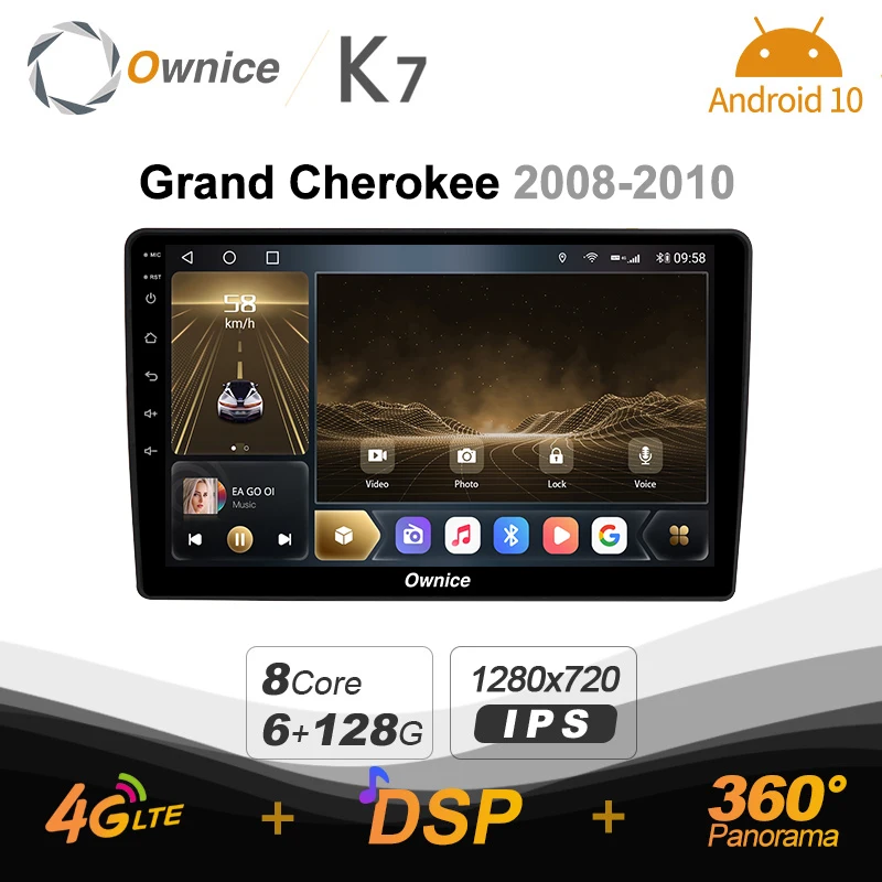 

K7 Ownice 6G+128G Android 10.0 Car Radio For Jeep Grand Cherokee 2008 - 2010 Multimedia Audio 4G LTE GPS Navi 360 BT 5.0 Carplay