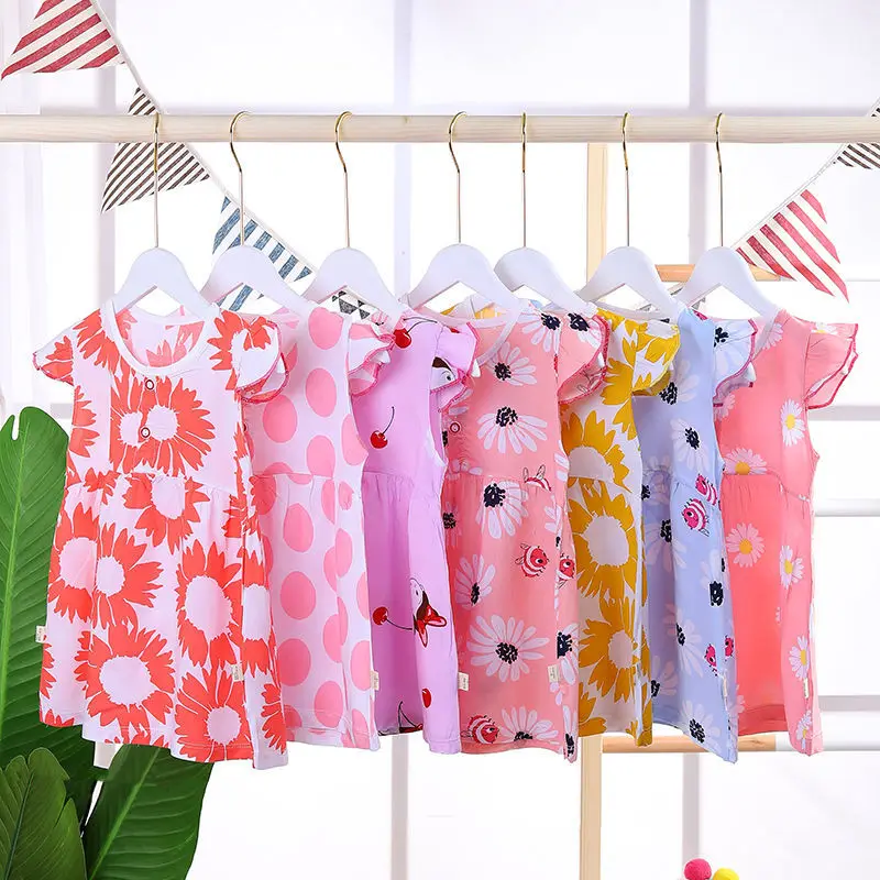Новые платья для девочек хлопковое летнее платье маленьких принцессы детская