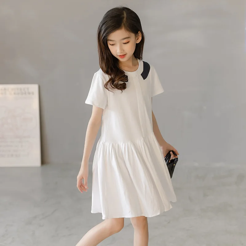 

5 To 18 Years 2021 Girls Dresses Summer Children Costumes Kids Dress Princess Dress For Girl Clothes White Blue School Clothing