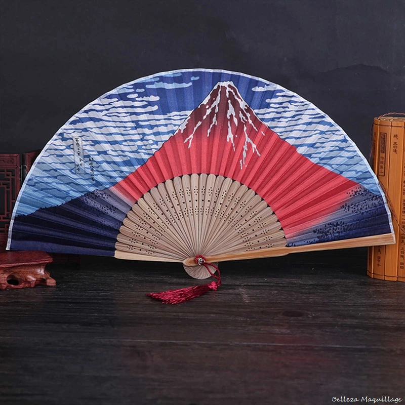 

Silk Hand Fan Mount Fuji Kanagawa Waves Japanese Folding Fan Pocket Fan Wedding Accessories Decoration Gift Event Supplies