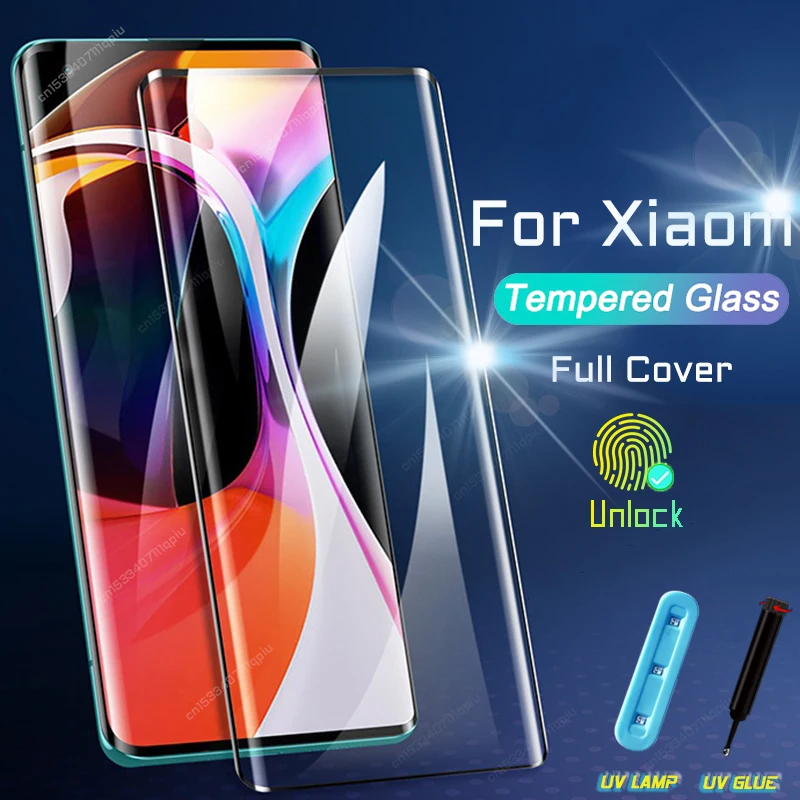 Закаленное стекло с полным покрытием UV для Xiaomi Mi Note 10 Lite Pro Ultra Mi10 5G Защитное экрана