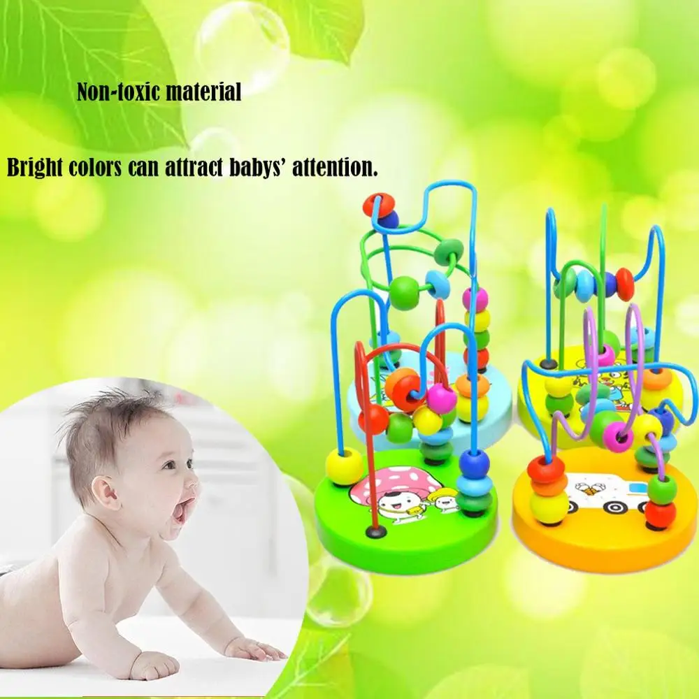 

HOT Early Learning Montessori Toy Baby Colorful Wooden Puzzle Toy Mini Around Beads Educational Mathematics Toy