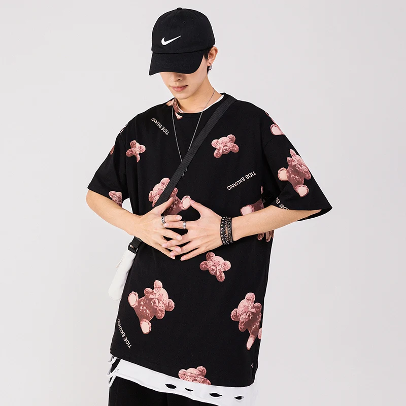 Мужская футболка с коротким рукавом Повседневная Свободная круглым вырезом и