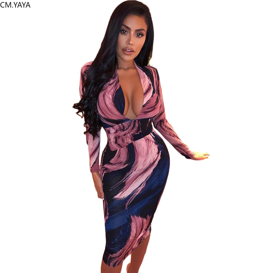 Женское платье миди с длинным рукавом и принтом длиной до колена|Женские платья| |