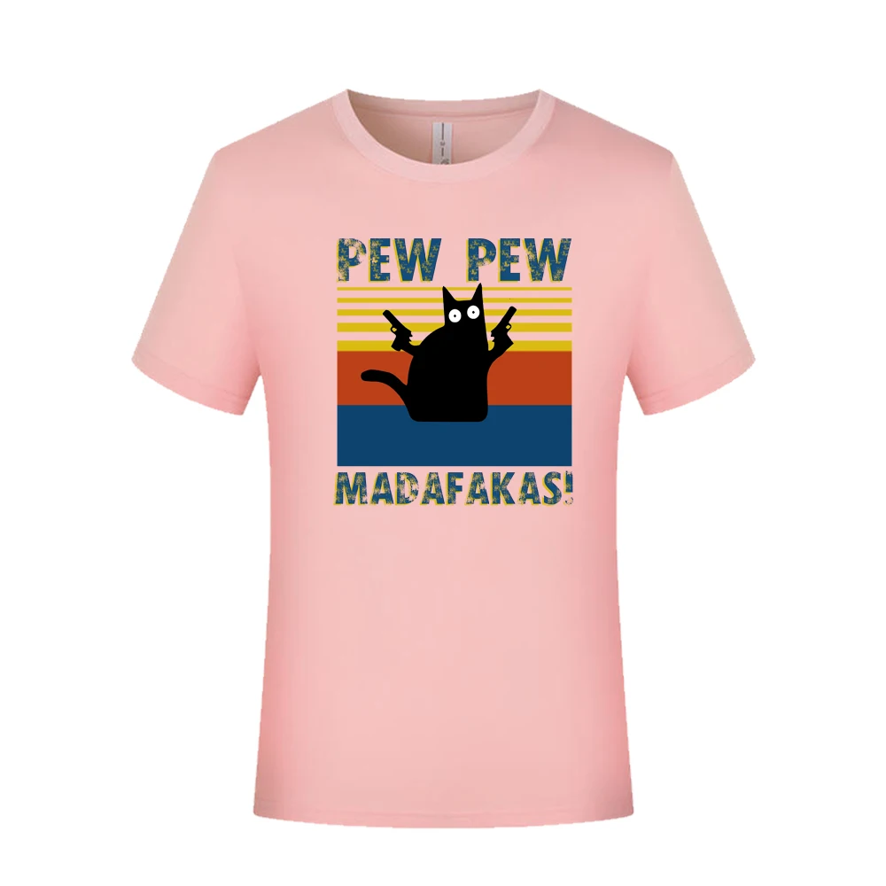 

Vintage Sunset Cat Lover Shirt Men Pew Pew Madafakas T-Shirt Camisetas Summer Cotton Tshirts Homme Tumblr Hipster Tees