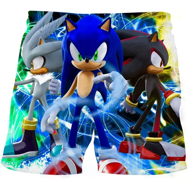 

Boys 3D Cool Blue Hedgehog Shorts Kids Cartoon Shorts Boys Girls Summer Beach Loose Casual Pants Polyester Beach Pants 4-14 Year