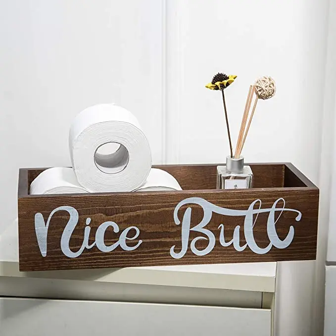 

Wooden Nice Butt Bathroom Decor Box Toilet Paper Holder Storage Box Tissue Holder Bathroom Organizer Accessories Home Decor