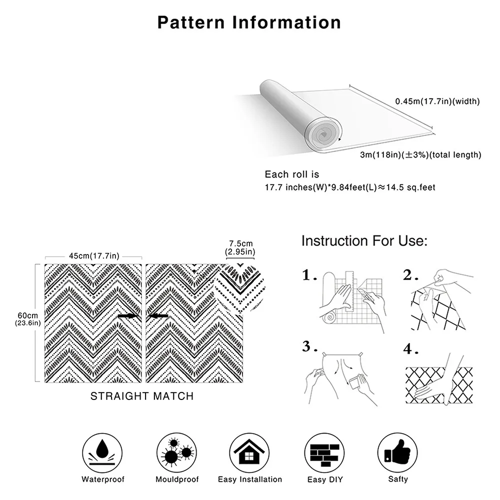 

Modern Circle Oval Stripe Peel and Stick Wallpaper Black White Vinyl Self Adhesive Contact Paper For Restaurant Home Decorative