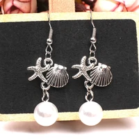 hot nature conches earrings women alloy seastar seashell dangle earring dropshipping beach jewelry wholesale