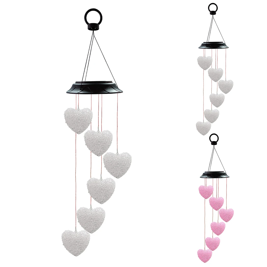 

Love Heart Color Changing Solar Power Wind Chime Lamps Colorful Windbell Pendant Light Outdoor Garden Hanging Decorative Light