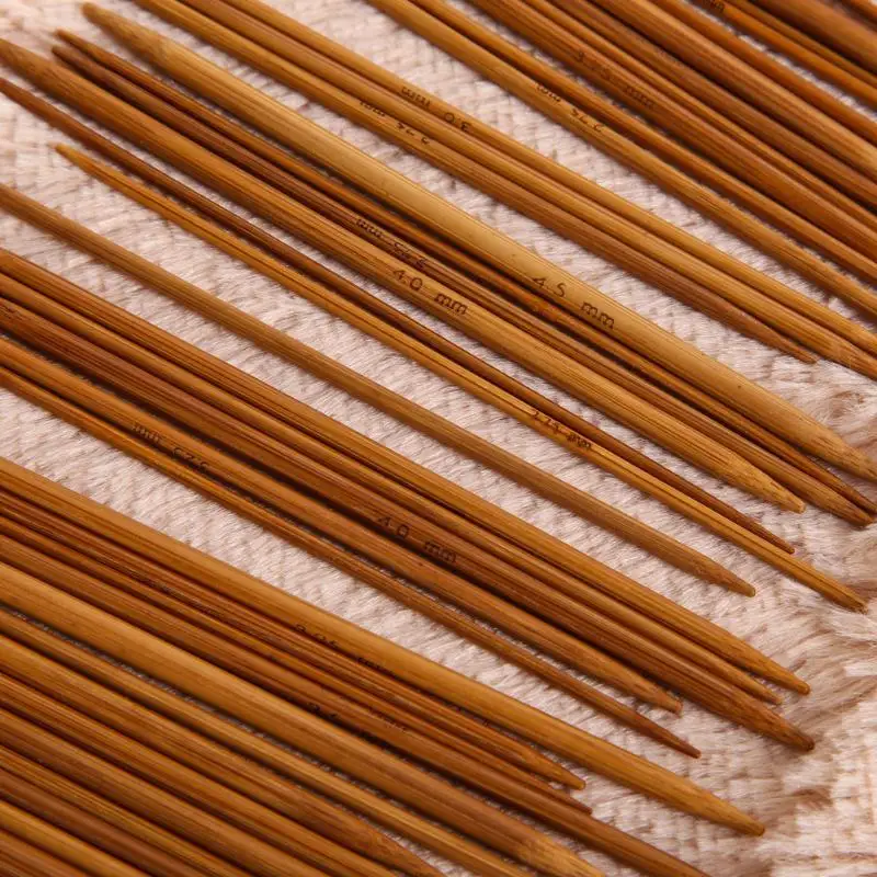 55Pcs 11 размера 5 '✓ см с двойным вязальные спицы из карбонизированного бамбука