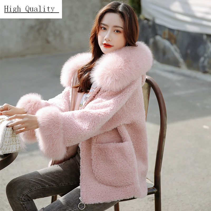 Осенне-зимние пальто из овечьего меха женские куртки натурального лисы