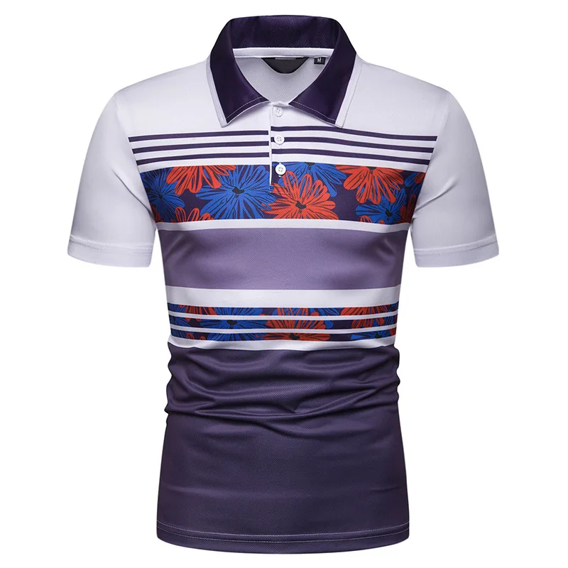 Мужская одежда 2018 мода короткий рукав Контрастная Полоса Тонкая Повседневная