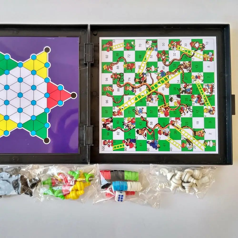 

5 In 1 Chessmen Checkers Magnetic Board Game Flying Chess Kids Classic Flight Puzzle Game Set For Friend Children Gift game