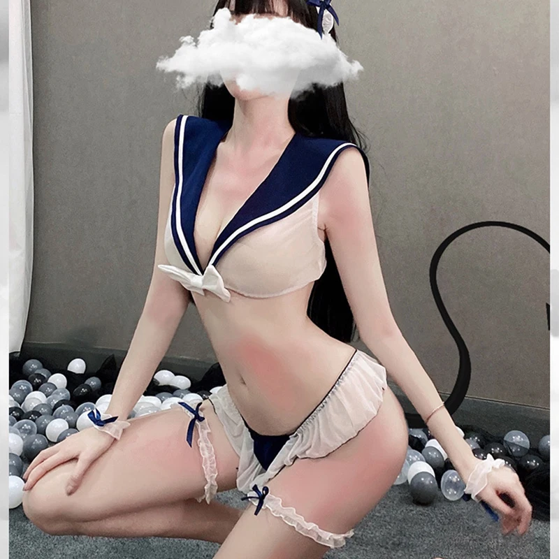 Сексуальный костюм матроска Униформа женское прозрачное шифоновое Эротическое