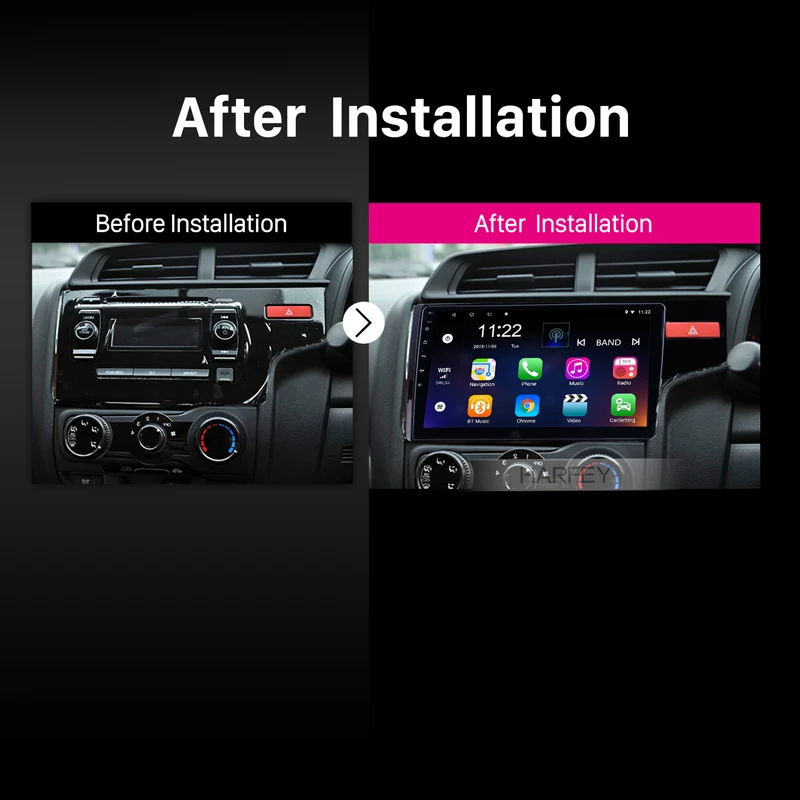 Harfey 10 1 &quotAndroid 0 API 29 2 Din GPS автомобильное радио для 2014 2015 HONDA JAZZ FIT (RHD) головное