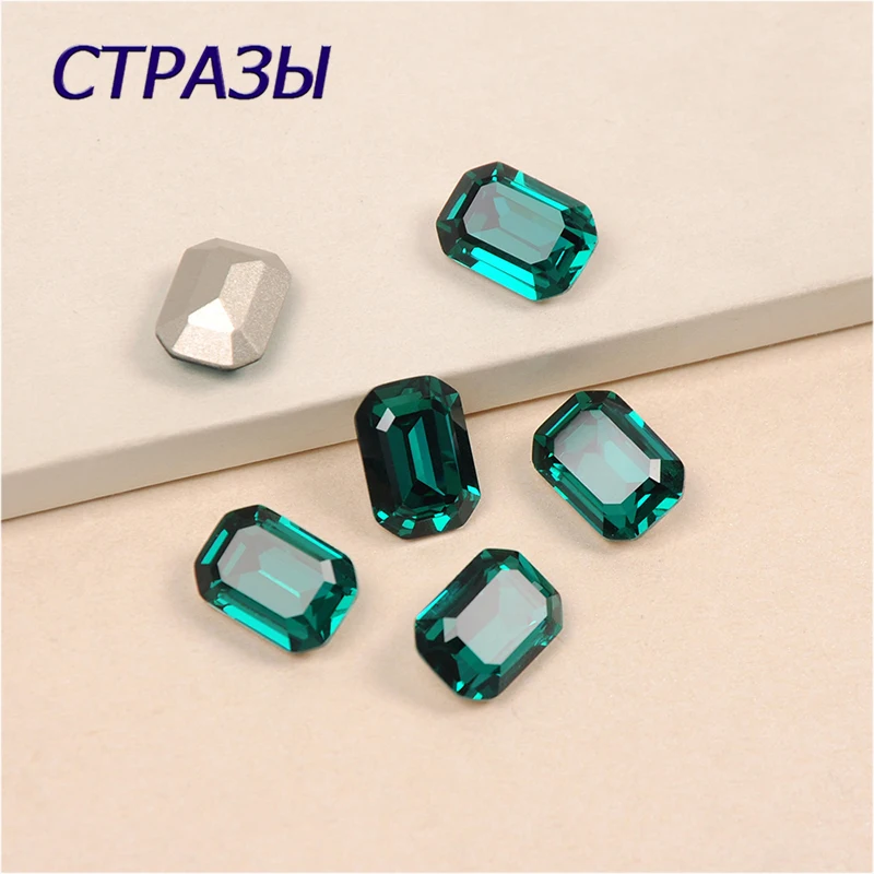 Блестящие стразы с синим цирконом кристаллы восьмиугольные серебряные и золотые
