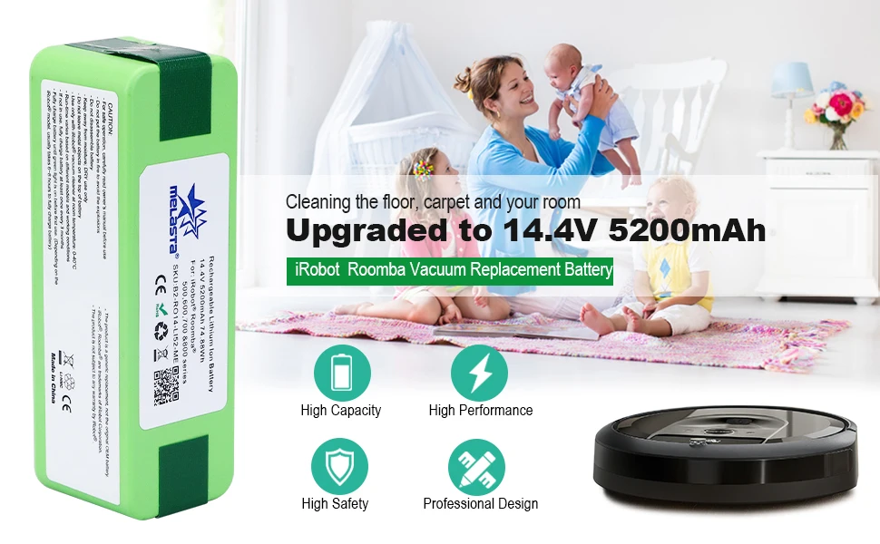 Мексиканский склад 14,4 V 5.2Ah Li-Ion Батарея для iRobot Roomba 500 600 700 800 серии 510 530 550 560 620 650 770 780 870 880 R3
